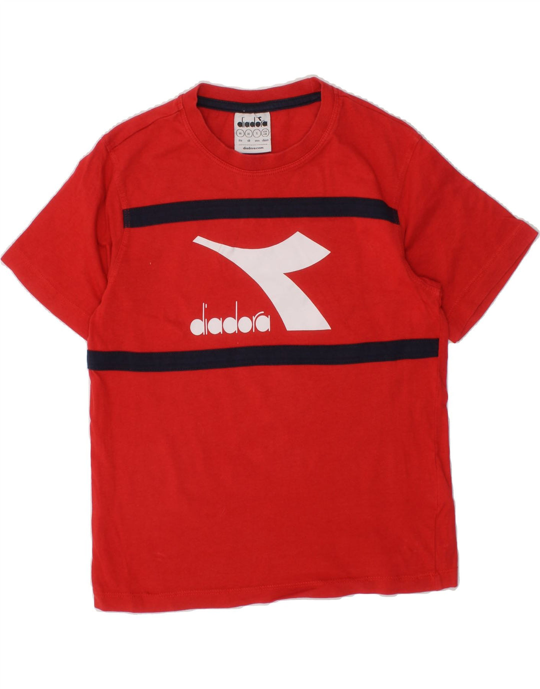 DIADORA Boys Graphic T-Shirt Top 7-8 Years Medium  Red Cotton Vintage Diadora and Second-Hand Diadora from Messina Hembry 