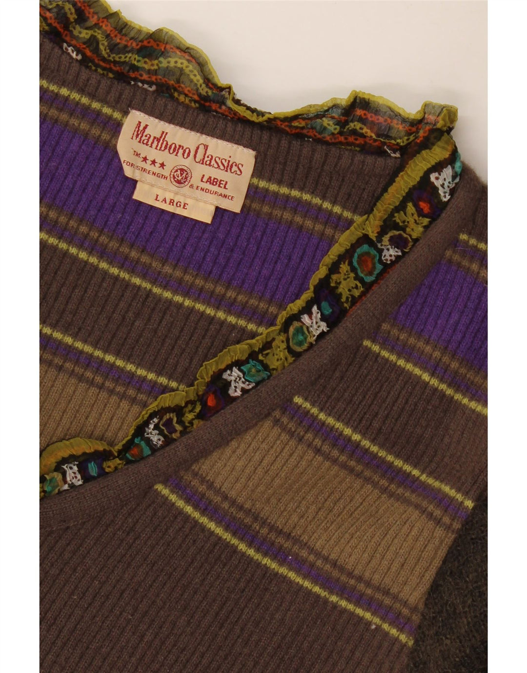Marlboro Classics Womens Long Sleeve Tunic Top UK 14 Large Brown Geometric