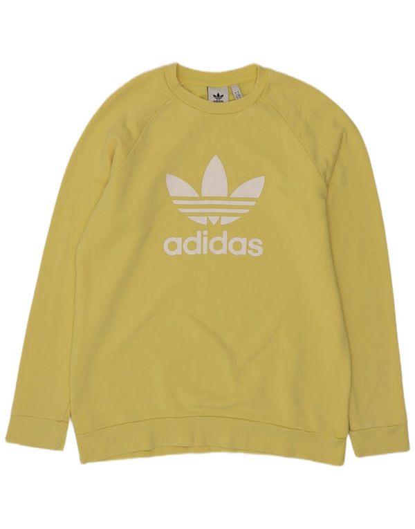 Adidas Mens Graphic Sweatshirt Jumper Large Yellow Cotton