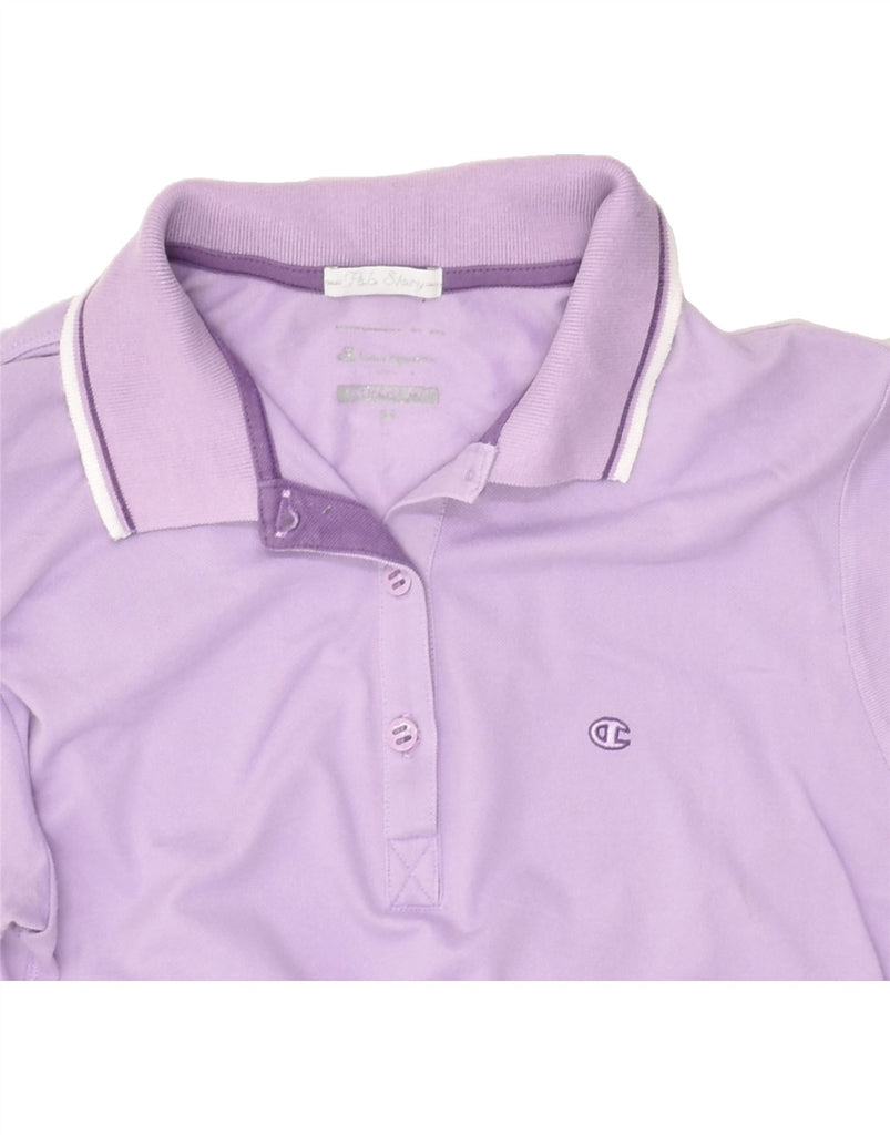 CHAMPION Womens Polo Shirt UK 12 Medium Purple Cotton | Vintage Champion | Thrift | Second-Hand Champion | Used Clothing | Messina Hembry 