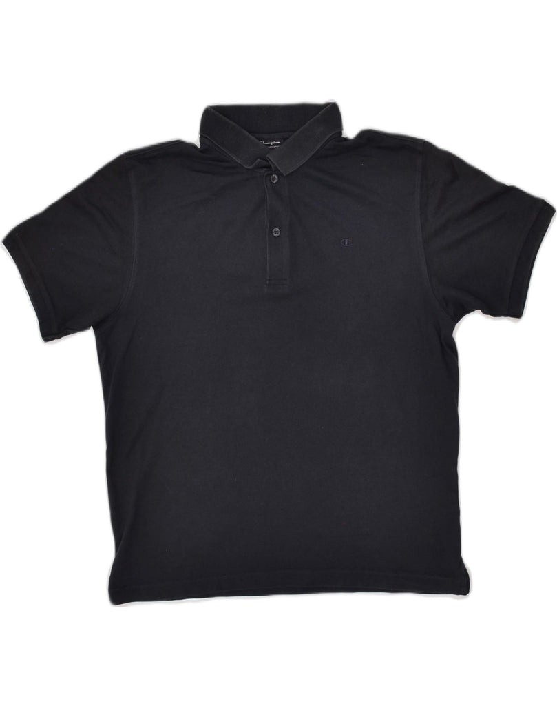 CHAMPION Mens Polo Shirt Medium Black Cotton | Vintage Champion | Thrift | Second-Hand Champion | Used Clothing | Messina Hembry 