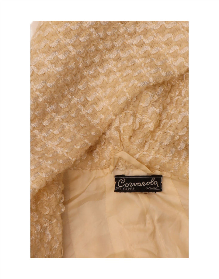 Vintage Womens Hooded Overcoat UK 12 Medium Yellow Striped