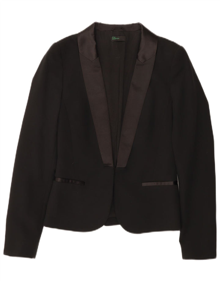 Benetton Womens Blazer Jacket IT 40 Small Black