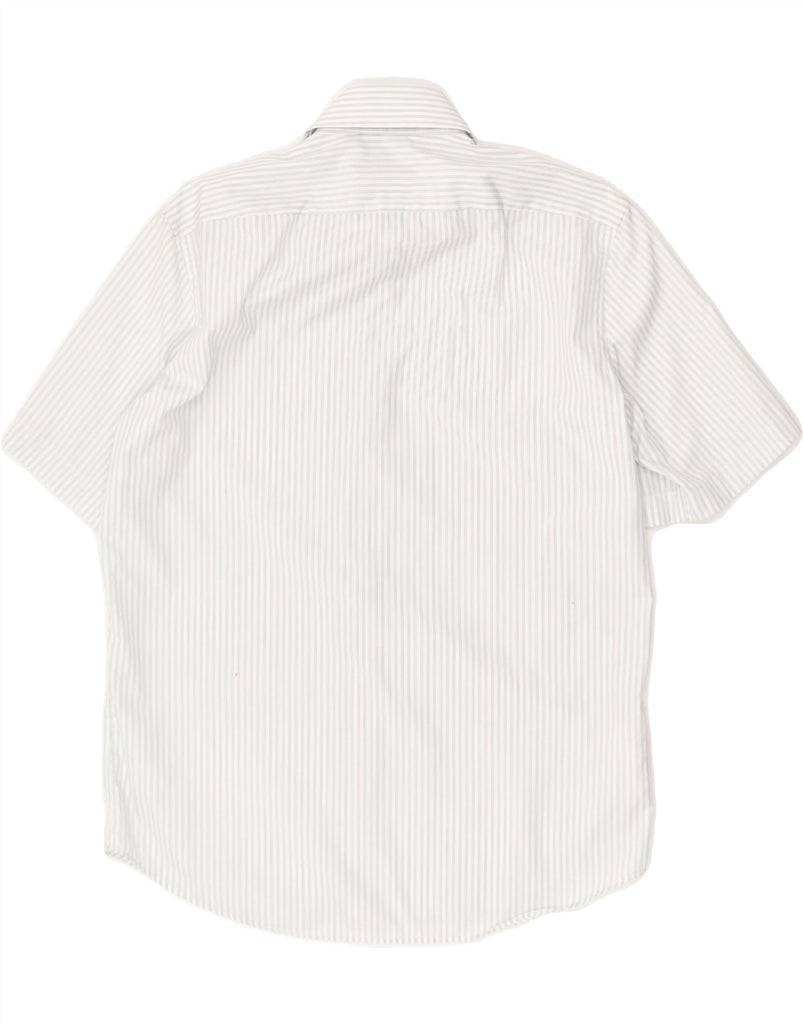 HUGO BOSS Mens Short Sleeve Shirt Size 39 15 1/2 Medium White Striped | Vintage Hugo Boss | Thrift | Second-Hand Hugo Boss | Used Clothing | Messina Hembry 
