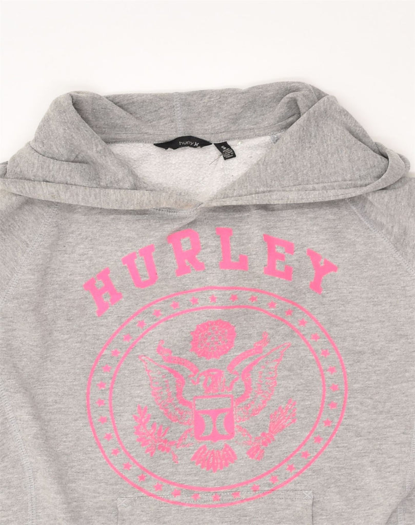 HURLEY Womens Graphic Hoodie Jumper UK 10 Small Grey Cotton | Vintage Hurley | Thrift | Second-Hand Hurley | Used Clothing | Messina Hembry 