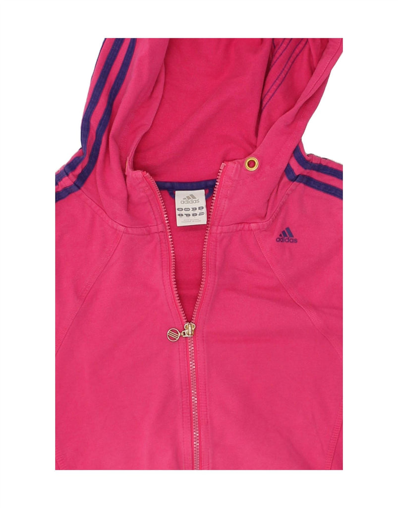 ADIDAS Womens Graphic Zip Hoodie Sweater UK 12 Medium  Pink Cotton | Vintage Adidas | Thrift | Second-Hand Adidas | Used Clothing | Messina Hembry 