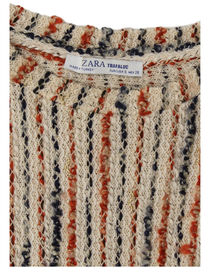 ZARA Womens Trafaluc Jumper Dress UK 8 Small Off White Striped