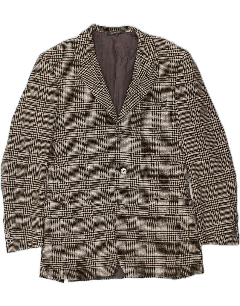 AQUASCUTUM Mens 3 Button Blazer Jacket IT 48 Medium Grey Houndstooth Vintage Aquascutum and Second-Hand Aquascutum from Messina Hembry 