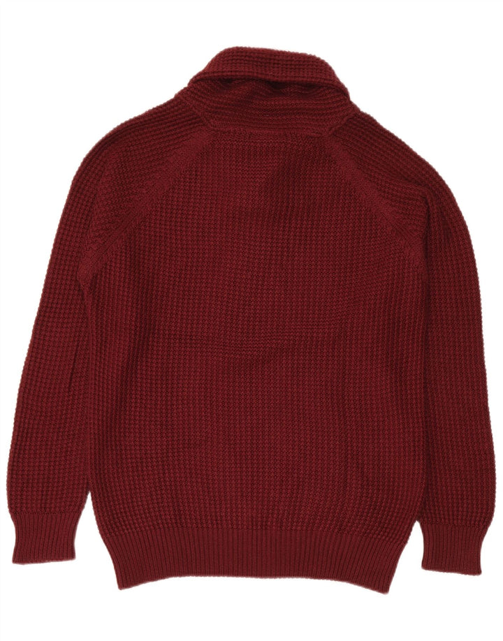Zara Mens Shawl Neck Jumper Sweater Large Maroon Acrylic