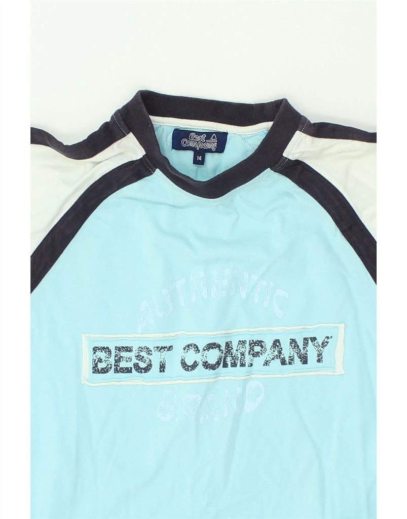 BEST COMPANY Boys Graphic T-Shirt Top 13-14 Years Blue Colourblock Cotton | Vintage Best Company | Thrift | Second-Hand Best Company | Used Clothing | Messina Hembry 