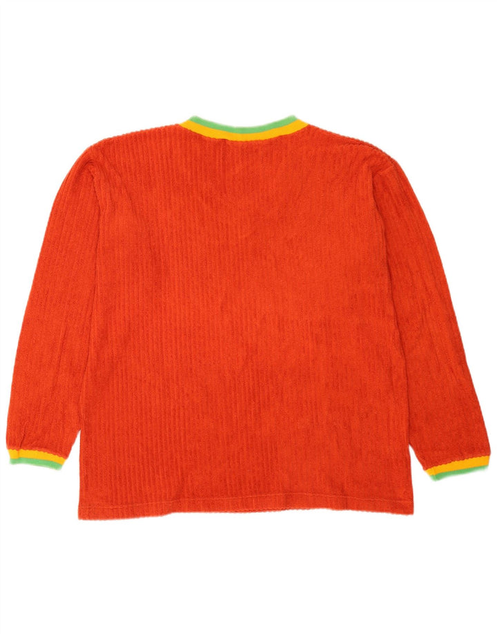 Vintage Womens Top Long Sleeve US 8 Medium Orange Colourblock Cotton