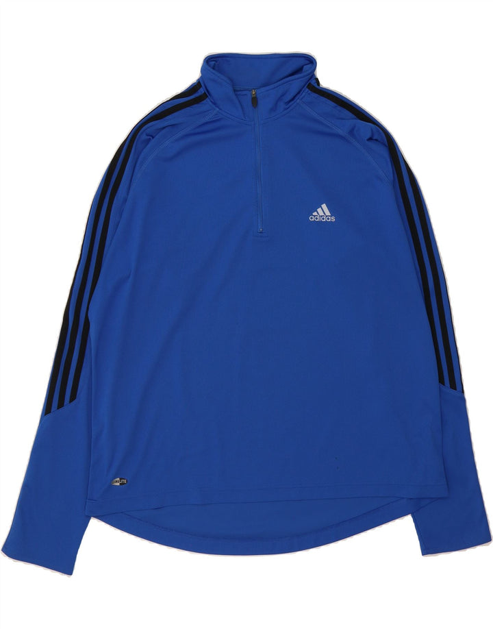 ADIDAS Mens Climalite Zip Neck Pullover Tracksuit Top XL Blue Polyester Vintage Adidas and Second-Hand Adidas from Messina Hembry 