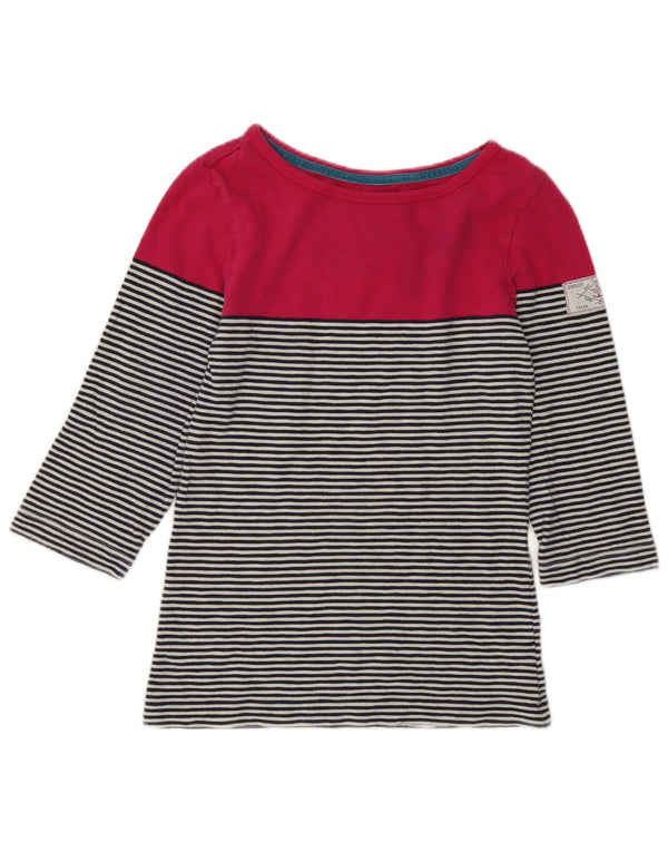 Joules Womens Top 3/4 Sleeve UK 10 Small Multicoloured Striped Cotton