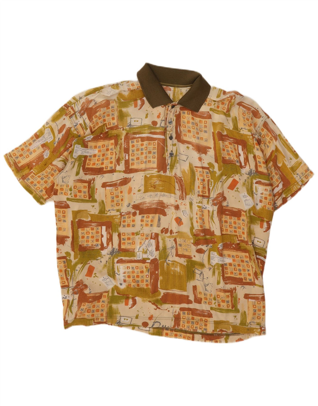Vintage Mens Short Sleeve Pullover Shirt 2XL Multicoloured Patchwork