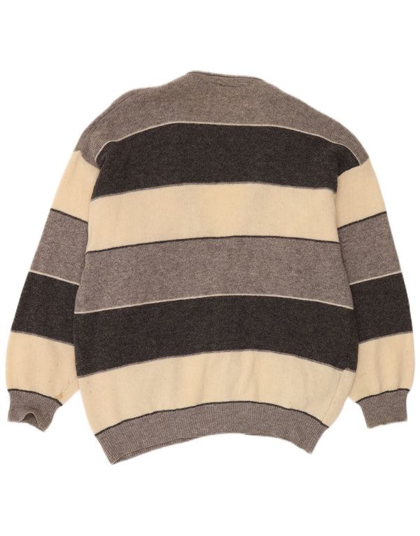 Brian Scott Mens Loose Fit Cardigan Sweater IT 50 Medium Grey Striped