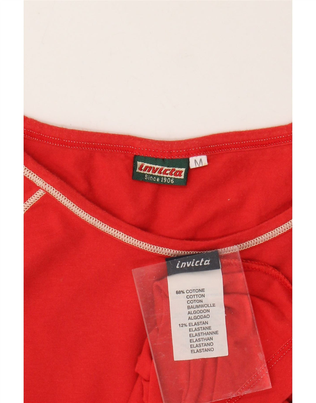 INVICTA Womens T-Shirt Top UK 12 Medium Red Cotton