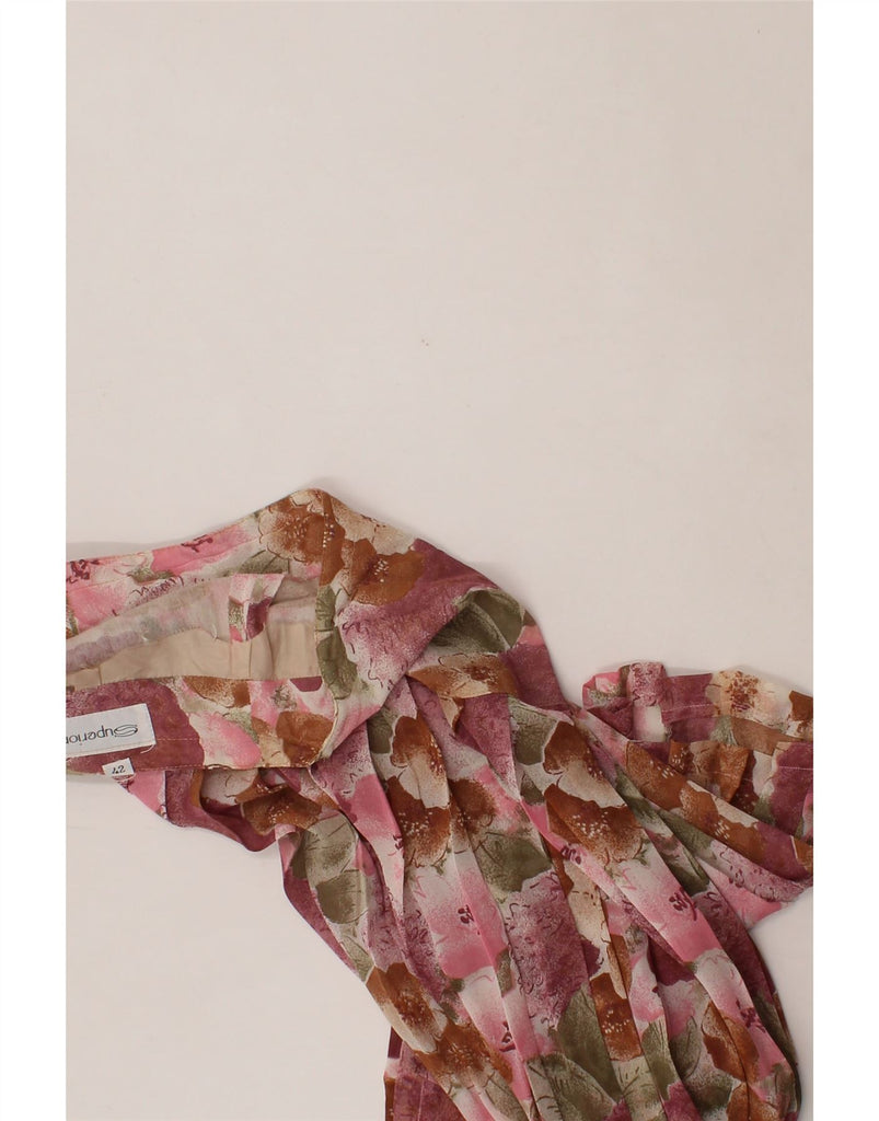 SUPERIOR Womens Knife Pleated Skirt IT 42 Medium W28  Pink Floral Vintage Superior and Second-Hand Superior from Messina Hembry 