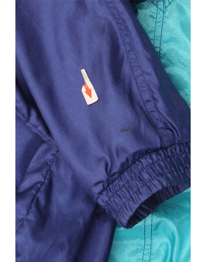 Vintage Mens Tracksuit Top Jacket Medium Navy Blue Colourblock Polyamide