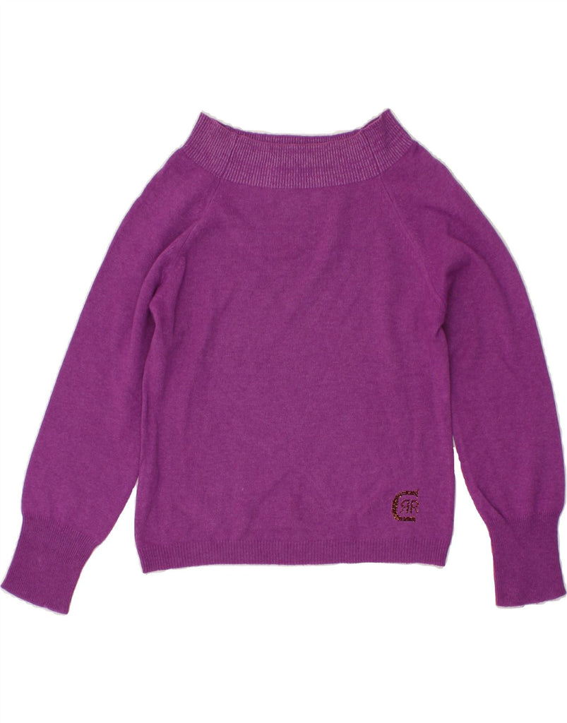 CERRUTI 1881 Womens Boat Neck Jumper Sweater UK 10 Small Purple Wool | Vintage Cerruti 1881 | Thrift | Second-Hand Cerruti 1881 | Used Clothing | Messina Hembry 