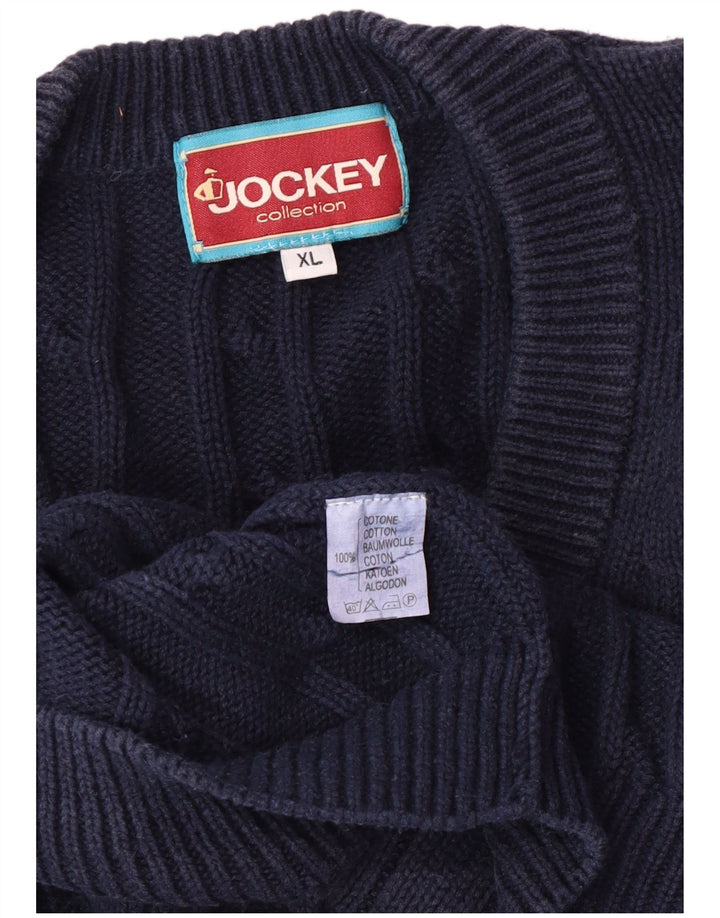 Jockey Mens V-Neck Jumper Sweater XL Navy Blue Cotton