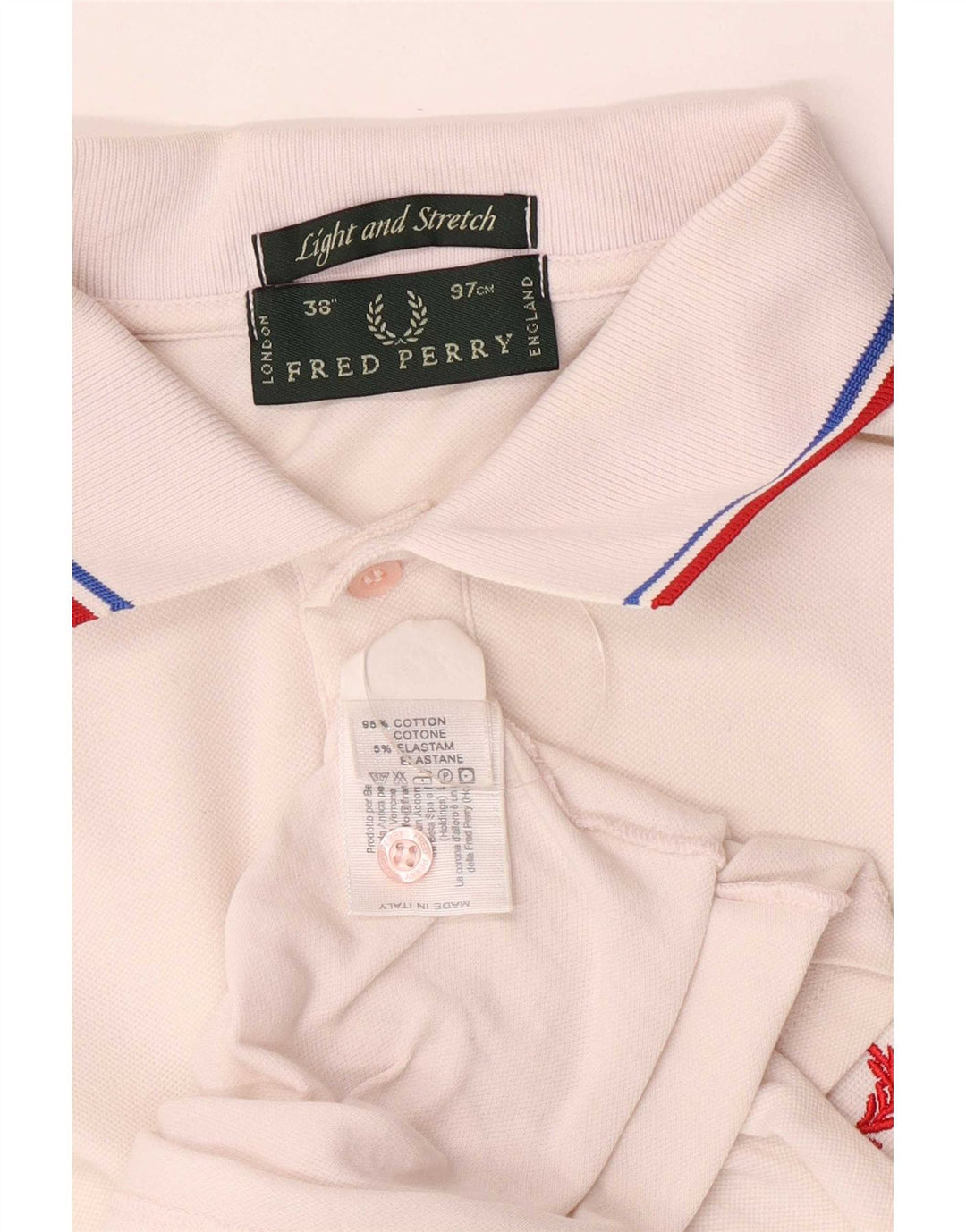 Fred Perry Mens Polo Shirt Small White Striped Cotton