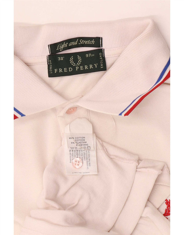 Fred Perry Mens Polo Shirt Small White Striped Cotton