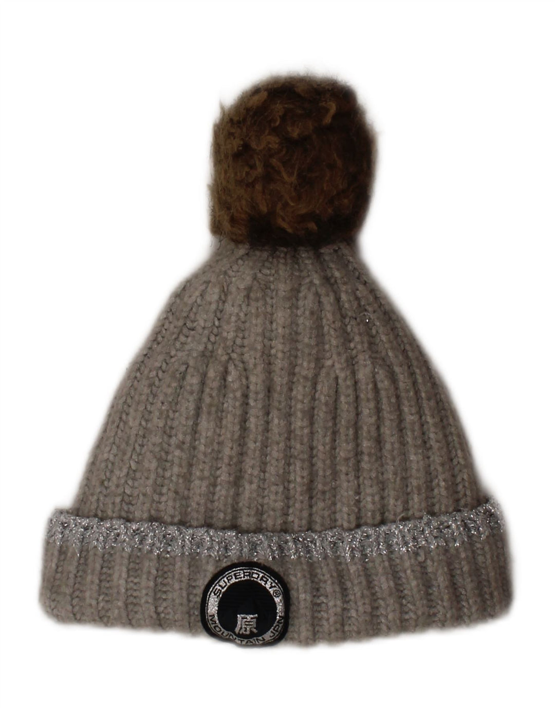 SUPERDRY Womens Sherpa Knit Bobble Hat One Size Grey Polyester Winter