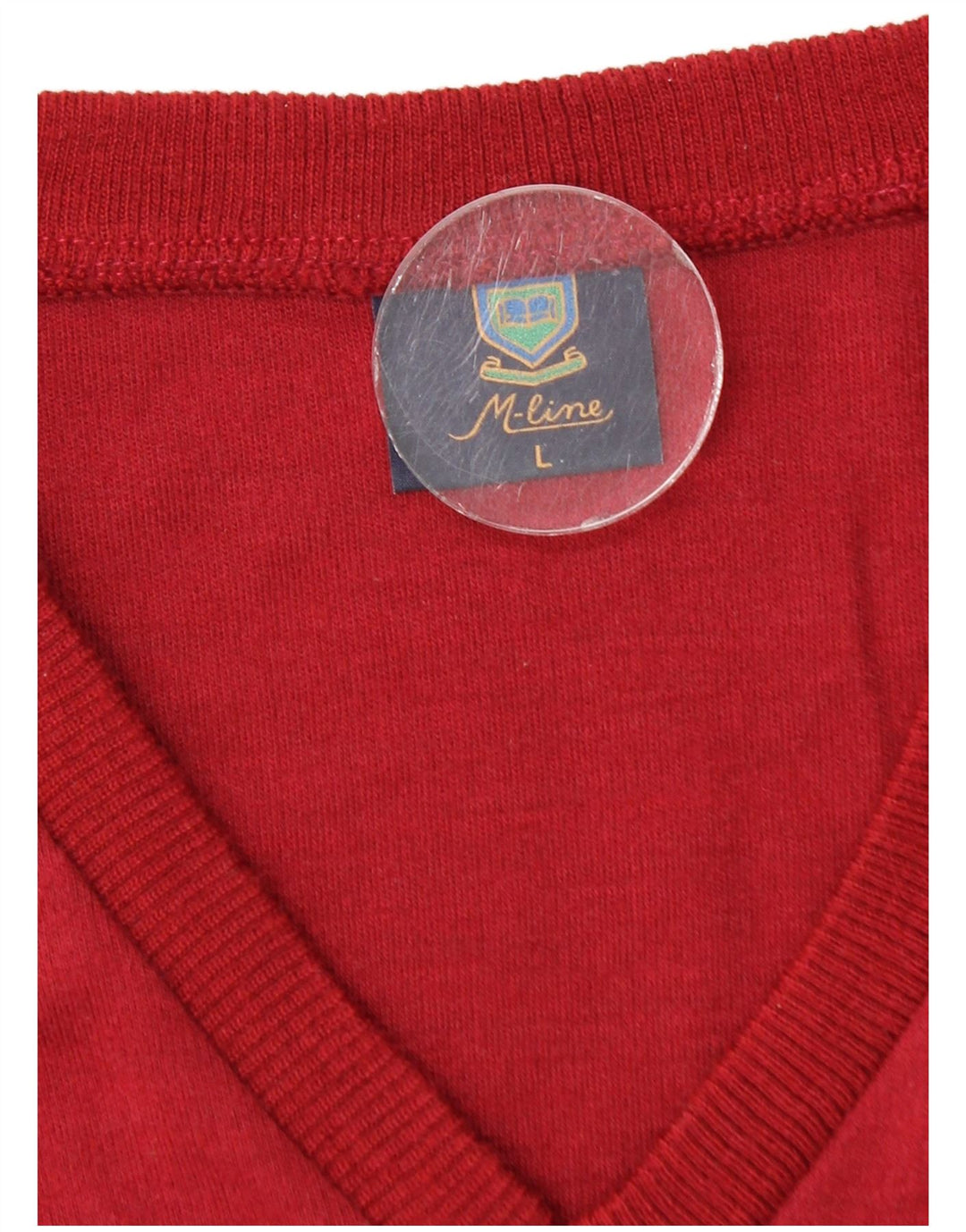 VINTAGE Mens V-Neck Jumper Sweater Large Red Polyacrylic