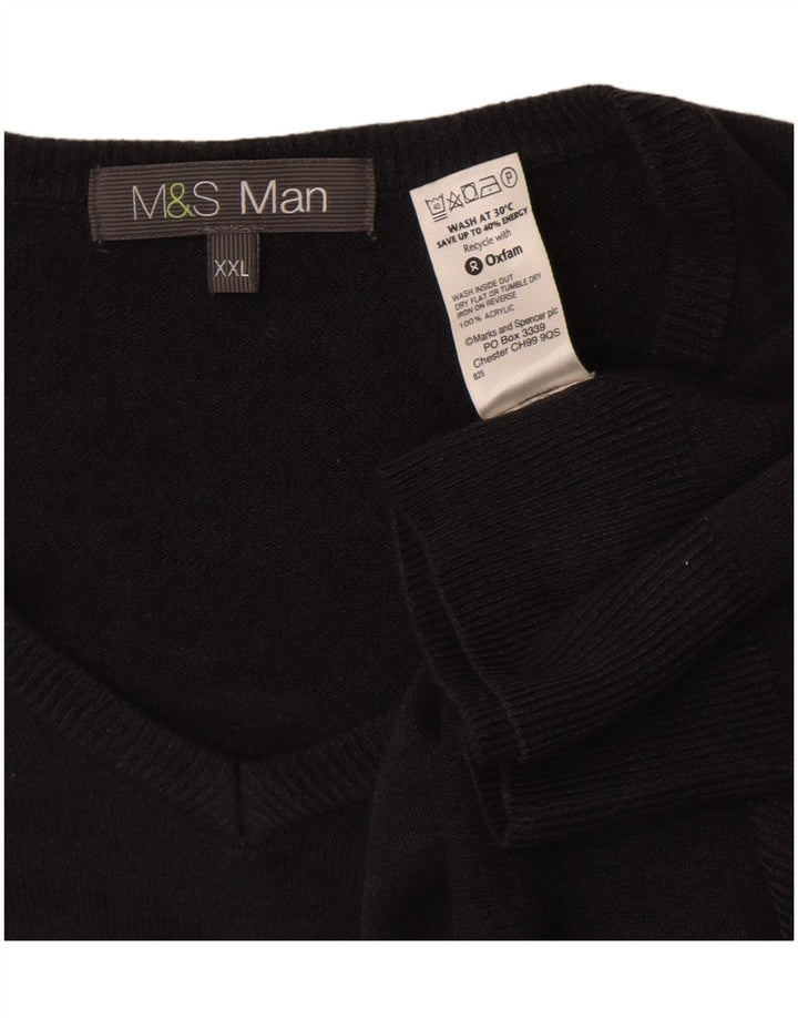 Marks & Spencer Mens V-Neck Jumper Sweater 2XL Navy Blue Acrylic