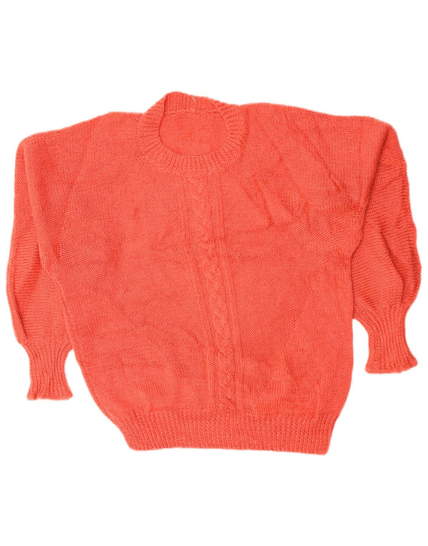 Vintage Womens Oversized Crew Neck Jumper Sweater UK 20 2XL Orange