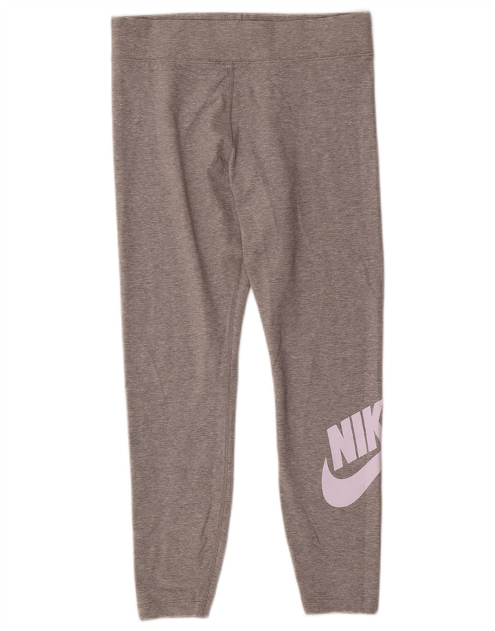 Nike Womens Graphic Leggings UK 14 Large Grey Cotton