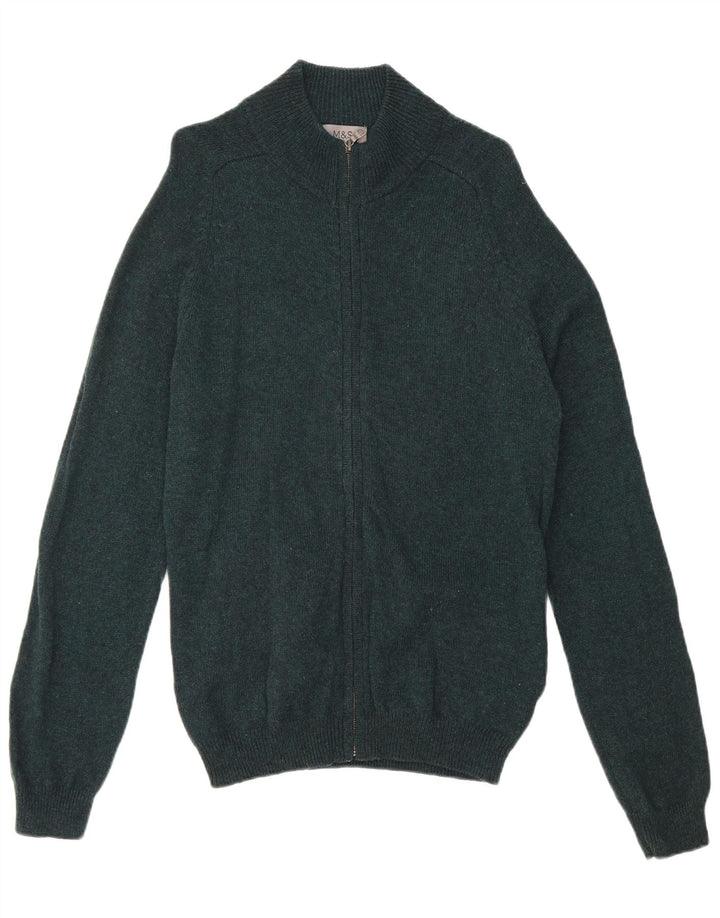 Marks & Spencer Mens Cardigan Sweater Medium Green Wool
