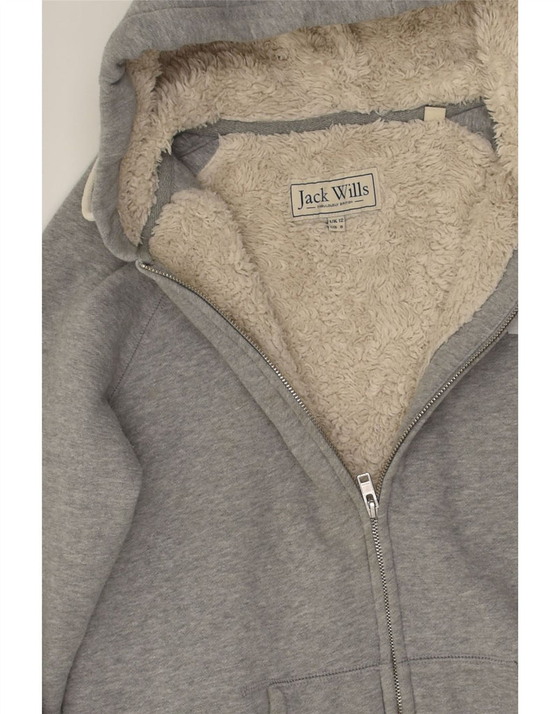 JACK WILLS Womens Zip Hoodie Sweater UK 12 Medium Grey Cotton | Vintage Jack Wills | Thrift | Second-Hand Jack Wills | Used Clothing | Messina Hembry 