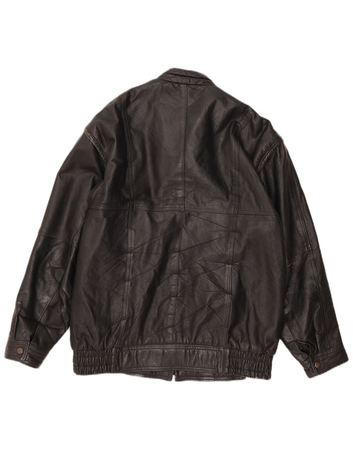 Pointers Mens Bomber Leather Jacket UK 36 Small Black Leather