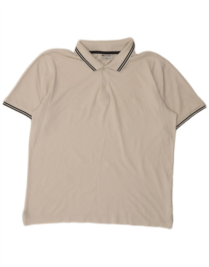Champion Mens Polo Shirt Medium White Cotton