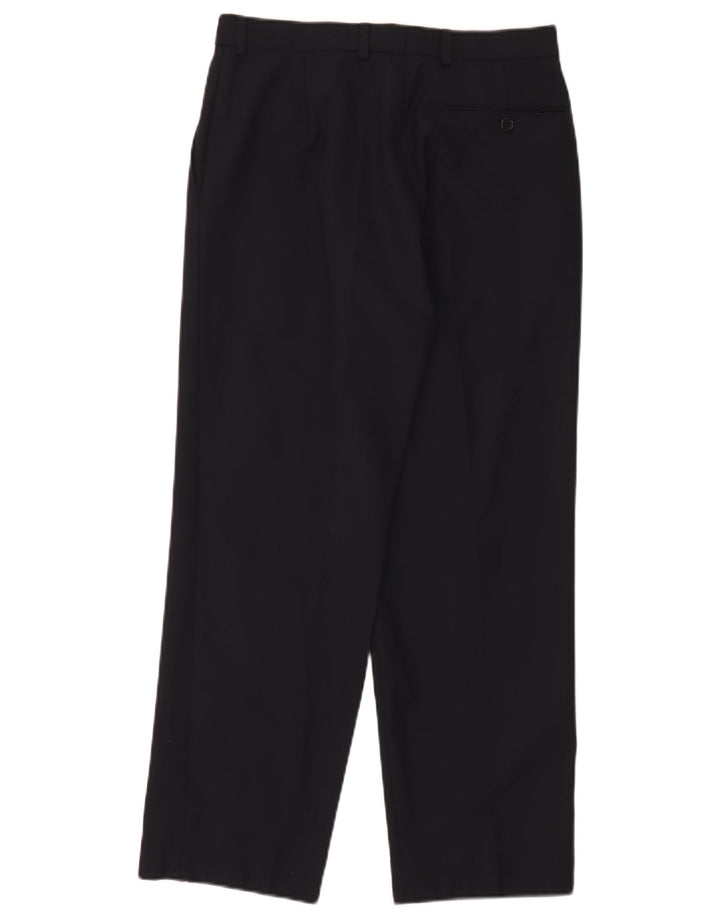 Marks & Spencer Mens Straight Suit Trousers W30 L29 Navy Blue New Wool