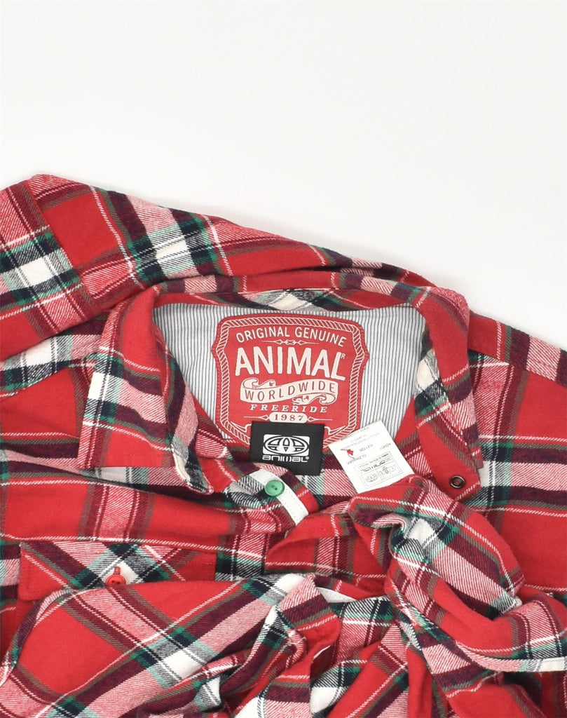 ANIMAL Mens Flannel Shirt Small Red Check Cotton | Vintage Animal | Thrift | Second-Hand Animal | Used Clothing | Messina Hembry 