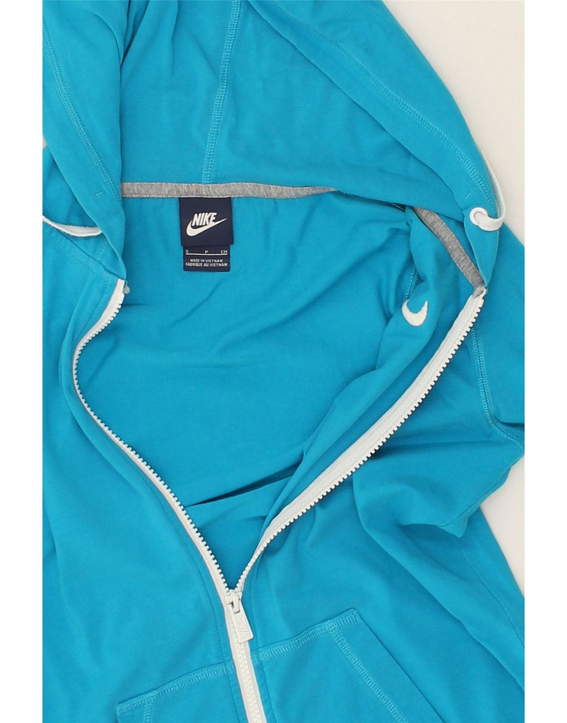 NIKE Womens Zip Hoodie Sweater UK 10 Small Blue Cotton | Vintage Nike | Thrift | Second-Hand Nike | Used Clothing | Messina Hembry 