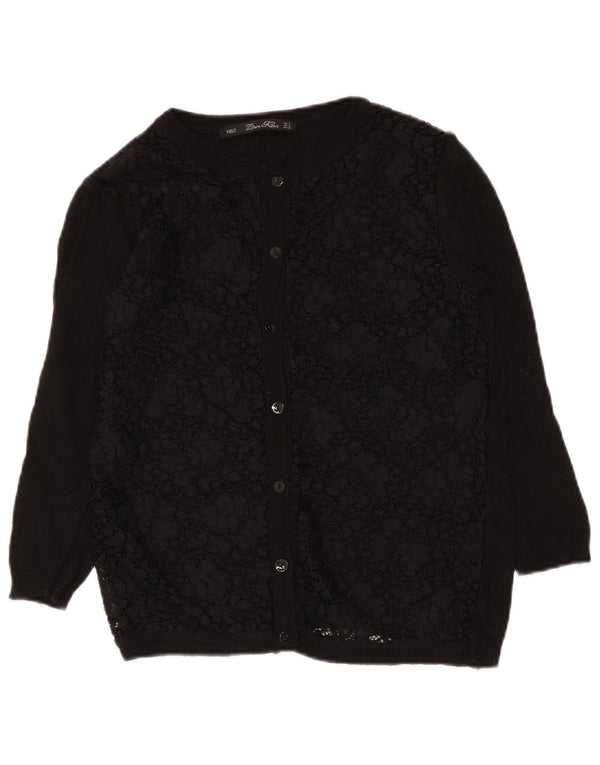 Zara Womens Cardigan Sweater UK 10 Small Black Floral