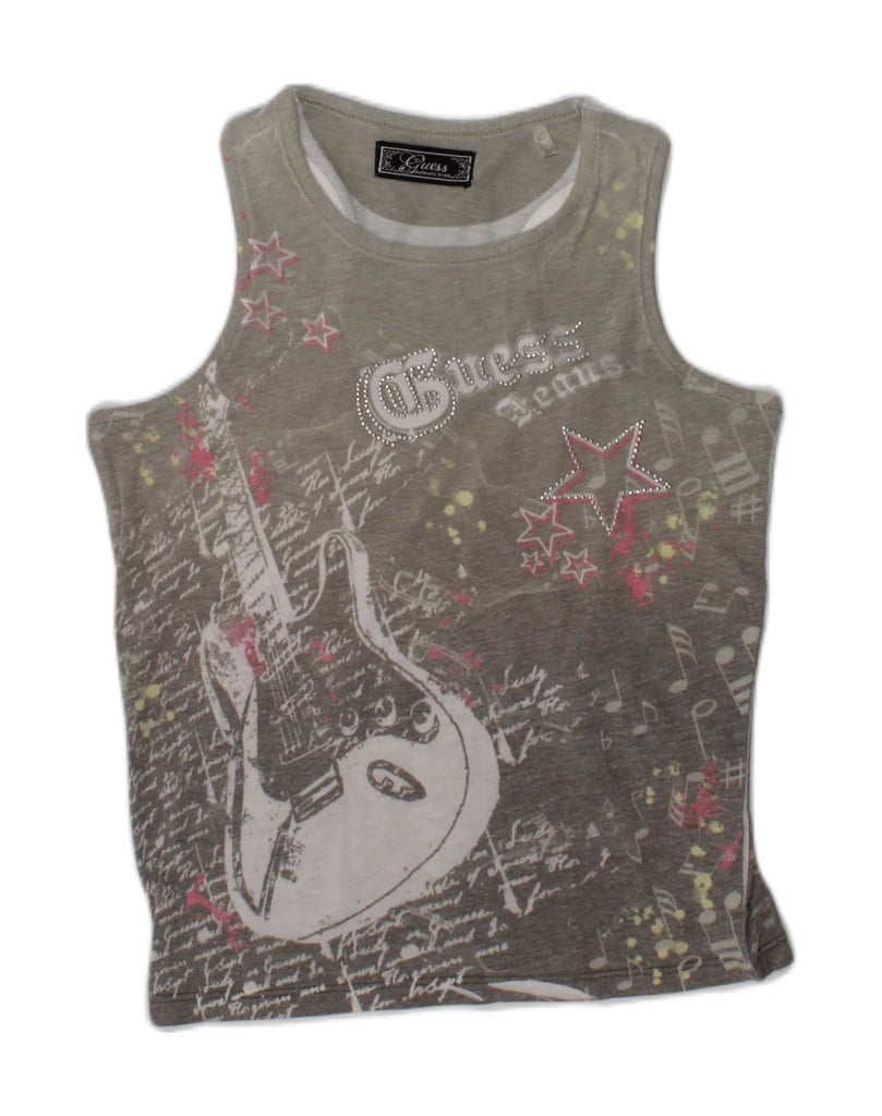 GUESS Girls Graphic Vest Top 7-8 Years Grey Cotton | Vintage Guess | Thrift | Second-Hand Guess | Used Clothing | Messina Hembry 