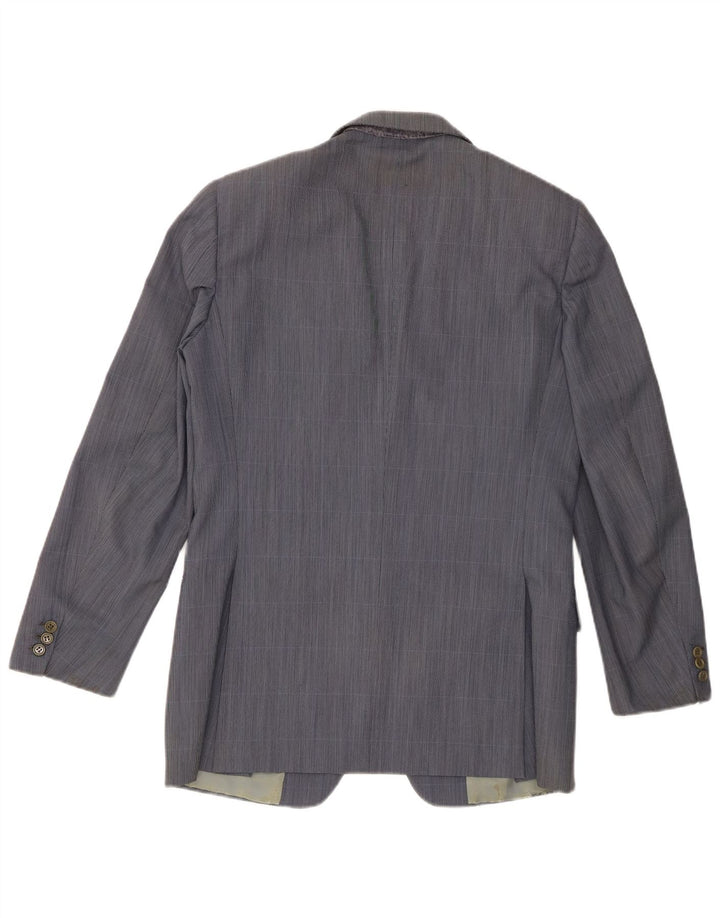 Burberrys Mens 2 Button Blazer Jacket IT 48 Medium Blue Check Wool