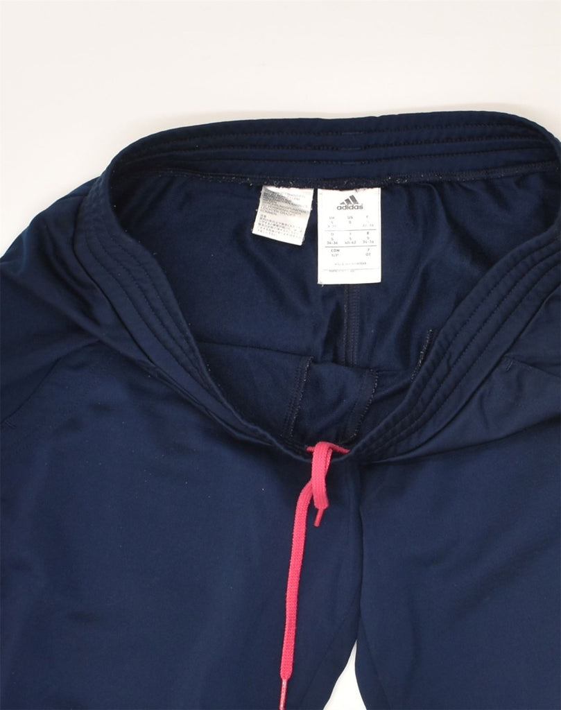 ADIDAS Womens Tracksuit Trousers UK 8-10 Small Navy Blue Polyester | Vintage Adidas | Thrift | Second-Hand Adidas | Used Clothing | Messina Hembry 