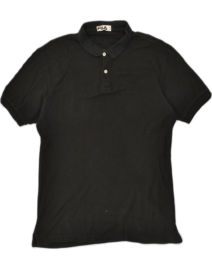 FILA Mens Polo Shirt Medium Black Cotton | Vintage Fila | Thrift | Second-Hand Fila | Used Clothing | Messina Hembry 