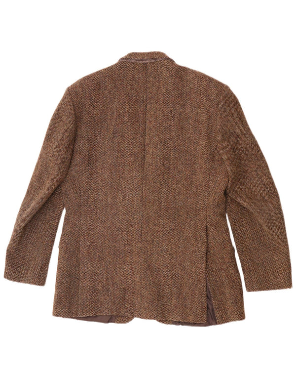 Harris Tweed Mens 2 Button Blazer Jacket UK 40 Large Brown Herringbone Wool