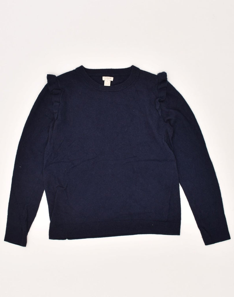 J. CREW Womens Crew Neck Jumper Sweater UK 14 Medium Navy Blue Cotton | Vintage J. Crew | Thrift | Second-Hand J. Crew | Used Clothing | Messina Hembry 