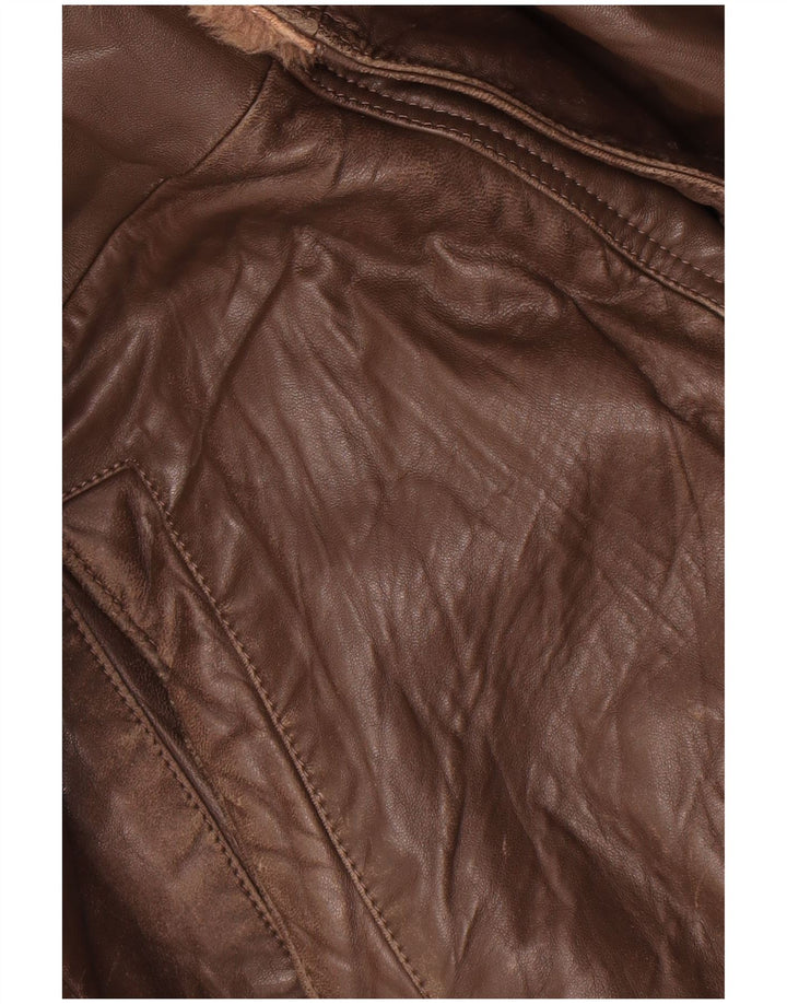 Michel Mens Leather Jacket IT 52 XL Brown Leather