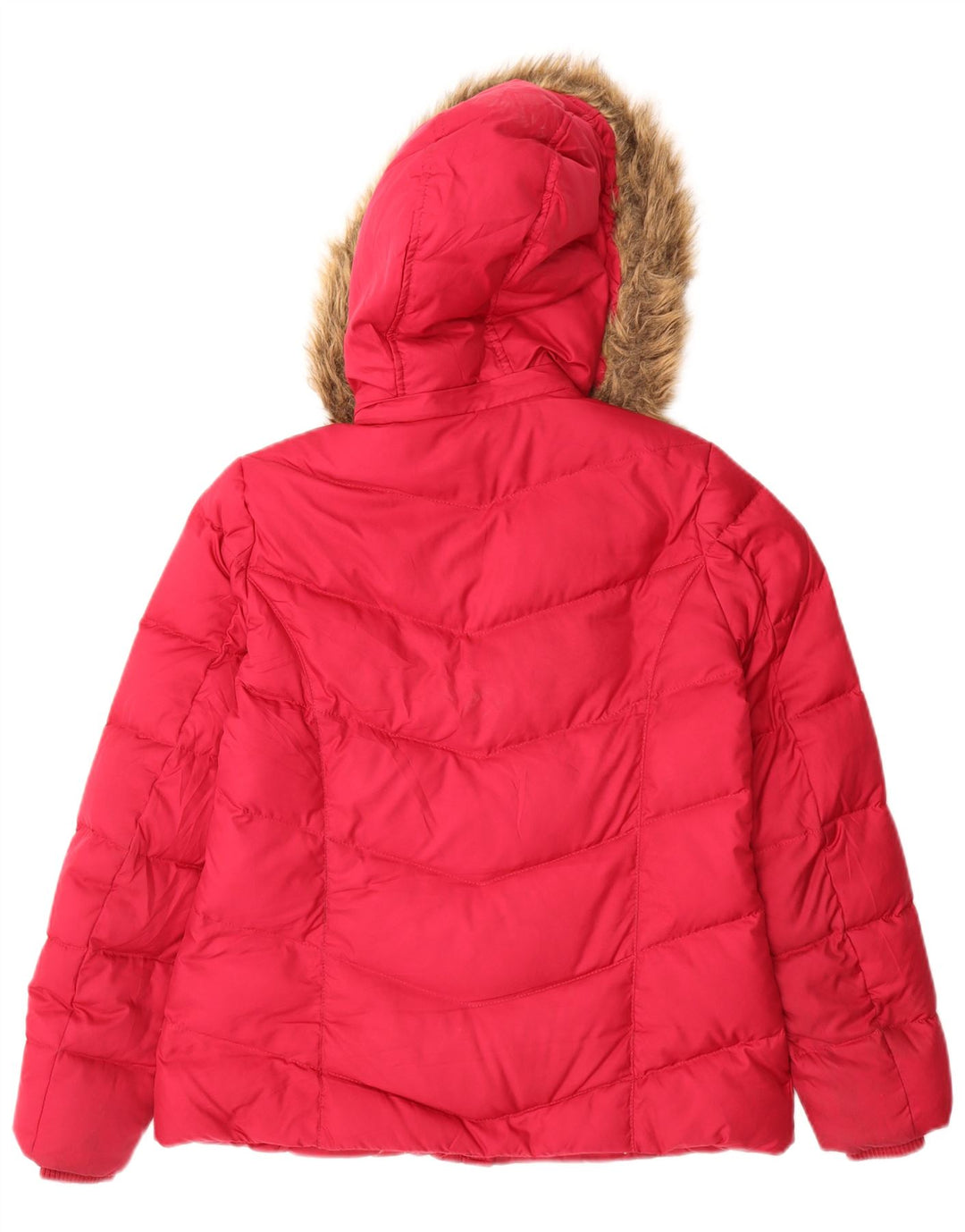 Tommy Hilfiger Womens Hooded Padded Jacket UK 10 Small Pink Polyester
