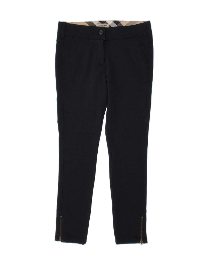 BURBERRY Girls Slim Chino Trousers 9-10 Years W24 L24 Navy Blue Cotton Vintage Burberry and Second-Hand Burberry from Messina Hembry 