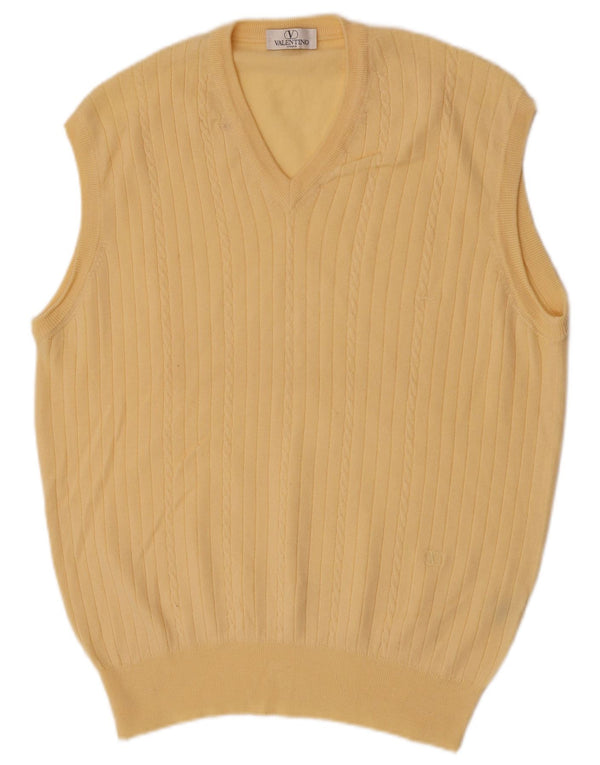 Valentino Mens Vest Tank Top Large Yellow Merino Wool