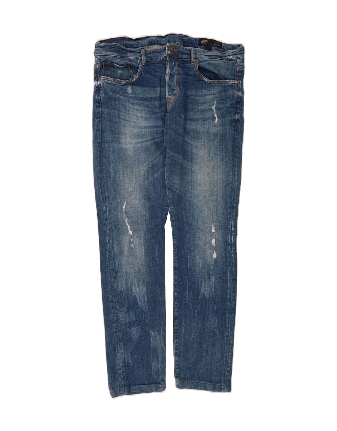 RIFLE Mens Distressed Slim Jeans W36 L29 Blue Cotton Vintage Rifle and Second-Hand Rifle from Messina Hembry 